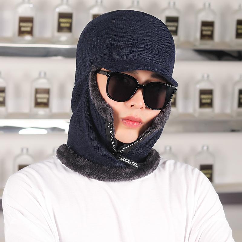 Winter Thickened Warm Knitted Beanies Hat Neckercheif For Men Women New Solid Windproof Ear Protection Caps Scarf Skullies Cap