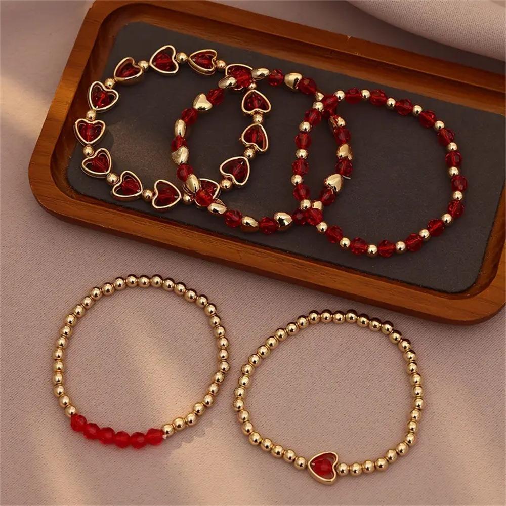 5Pcs/Set Gold Color Bohemian Beaded Bangle Ethnic Style Beach Jewelry Set  Valentine's Day