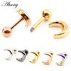 Alisouy 2 шт. C буква Луна шарик из нержавеющей стали для женщин, девочек, мужчин и мальчиков, гантели, штанга, пирсинг ушей, серьги-гвоздики, модные украшения