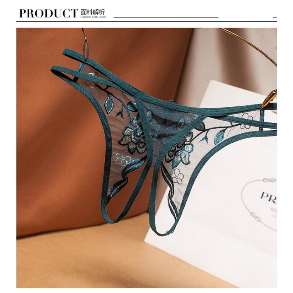 Трусики женские интересные открытые промежность французская вышивка сексуальные сетчатые полые свободные стринги с низкой талией прозрачные футболки 2238
