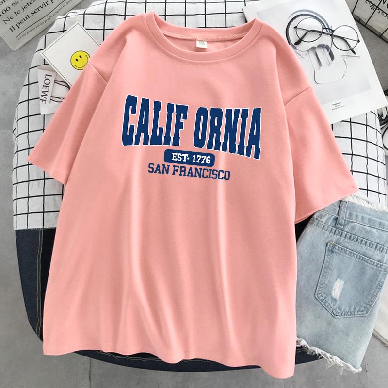 California Est 1776 San Francisco Print Women T-Shirt Street Summer Short Sleeve Cool Sport Clothes Soft Casual T Shirt Female