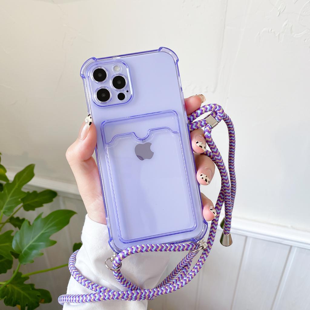 Чехол-шнурок через плечо для iPhone 15 14 11 12 13 Pro Max XS 8 7 Plus X XR SE, ударопрочный, с держателем для карт, кошелек