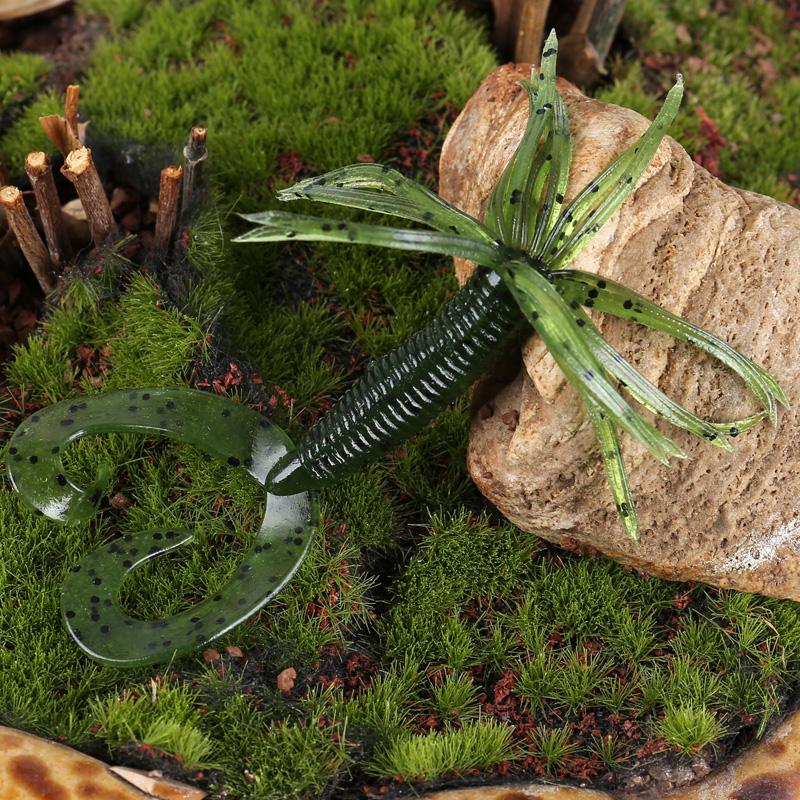 Набор рыболовных приманок с мягкими наживками в виде кальмаров, червями и крючками с джиг-головкой, рыболовные снасти в коробке