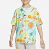 Nike SS23 Пуловер с круглым вырезом и полной печатью, футболка с коротким рукавом, детские топы, белый FQ0705-100
