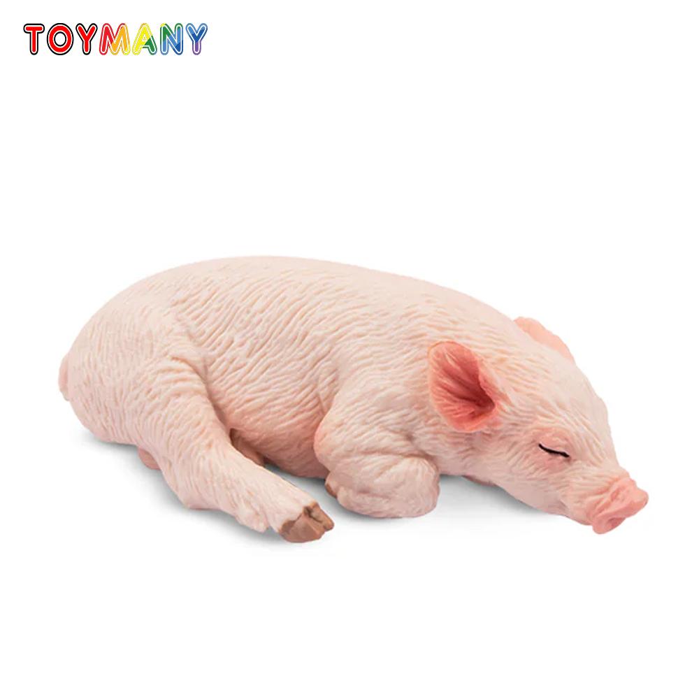 Toymany Simulation Sleeping Pink Piglet Farm Animal Model Toy Mini Figures Dolls Action Figurines Toys Children Gift Cake Decora