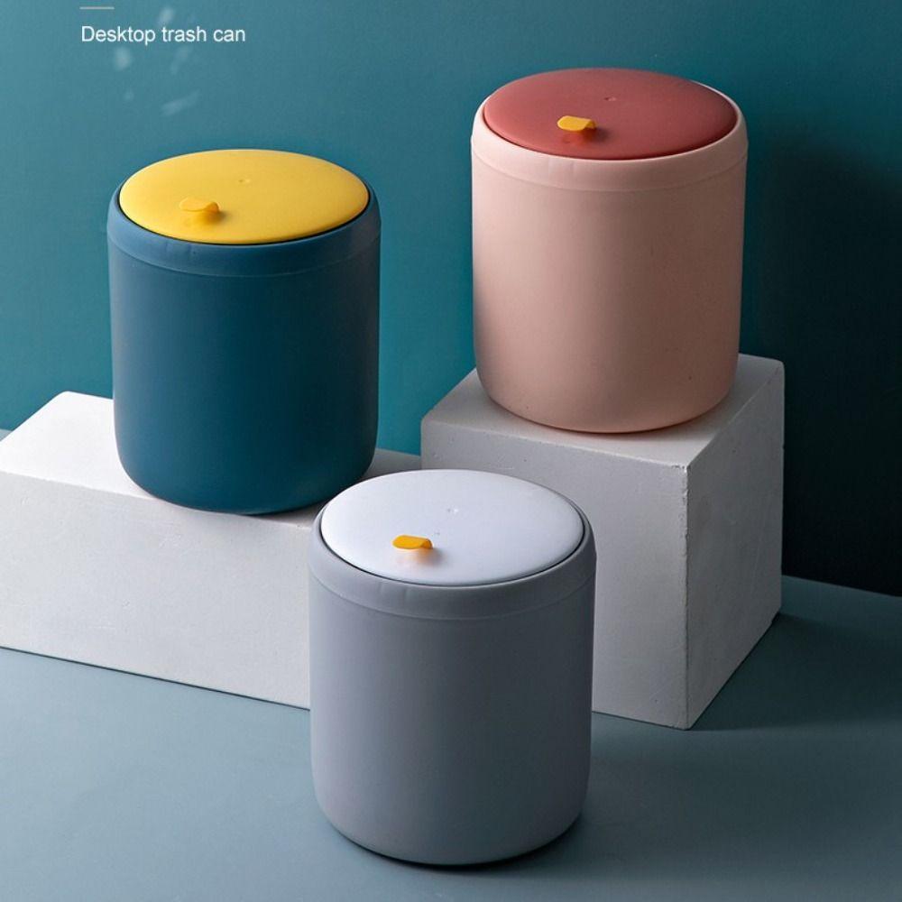 Plastic Table Desktop Garbage Basket Office Trash Can Mini Waste Bin Barrel Box