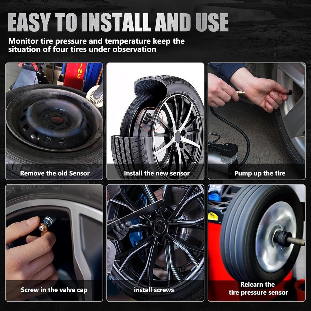 Датчик TPMS, совместимый с Chrysler Dodge Jeep Ram Fiat - 4 шт., предварительно запрограммированный, 433 МГц, датчик контроля давления в шинах для 300 Durango Challenger