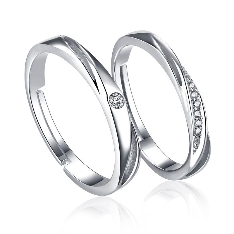 Tonglin S925 Sterling Silver Adjustable Couple Rings - Personalized Wedding Bands for Men & Women.