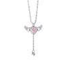 S999 чистое серебро розовые бриллианты сердце крылья кисточка ожерелье женский милый универсальный кулон особый интерес дизайн ключичная цепочка ювелирные изделия