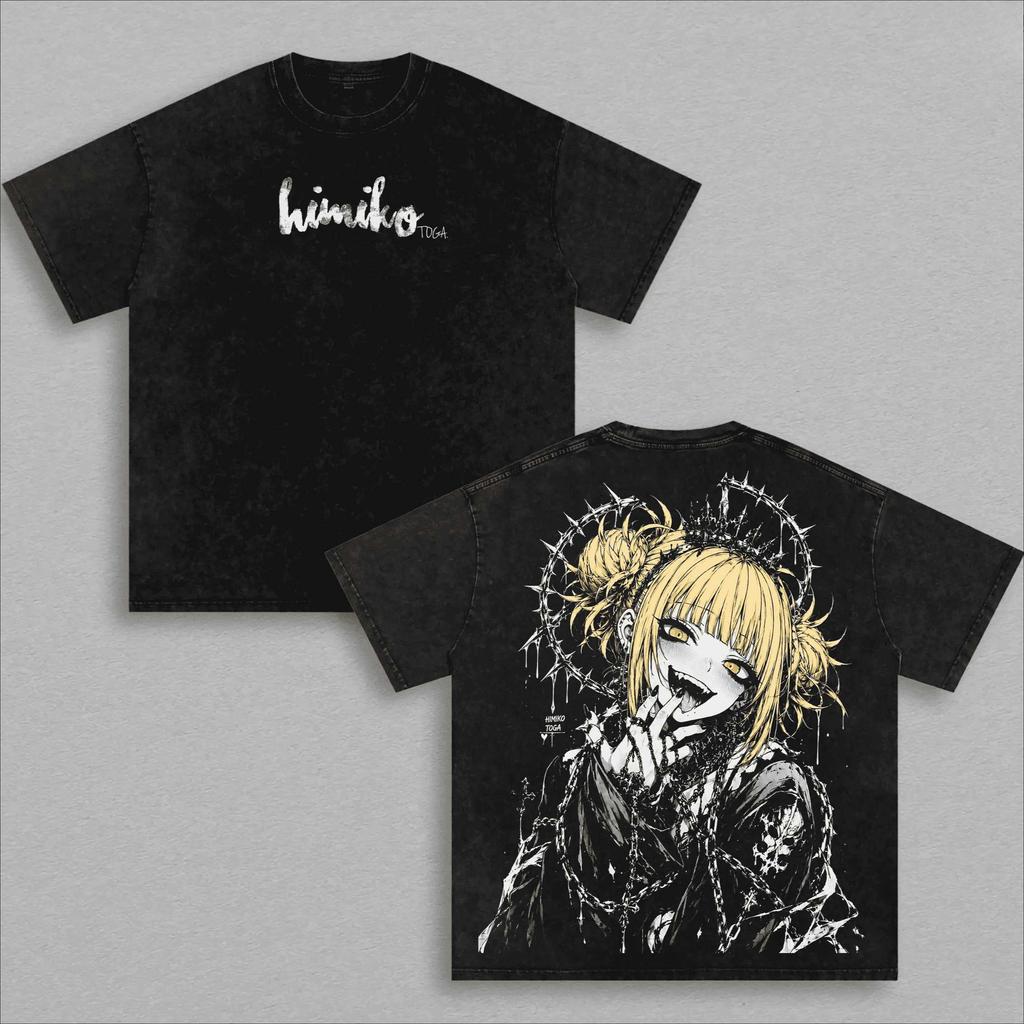 2026 Hot Sale My Hero Academia Toga Himiko T-shirt Manga Vintage Washed T Shirt Men Women Clothing Summer Short Sleeve Cotton Tee Clothes Top