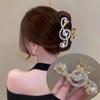 Rhinestone Clip Large Size Music Note Pearl Grab Clip Female Back Head Hair Clip Shark Clip