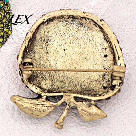 Bag Decorative Pin Rhinstone Fruit Brooch for Women, Shape Alloy Lapel Golden Tone Accessories Pin, Clothing Jewelry Wedding Party Prom Shirts