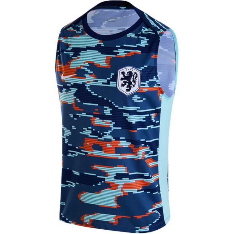 Nike Повседневная футболка без рукавов с круглым вырезом и принтом по всей поверхности, мужские топы, цвет «космический синий» FJ2718-492