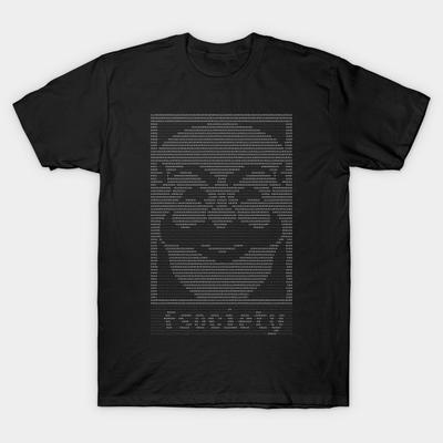 Азиатский размер Мужская черная футболка с принтом Mr._Robot_-_Fsociety.Dat Без вырезания Термотрансферный принт Хлопковая футболка