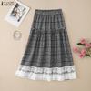 Женские повседневные свободные длинные юбки с клетчатым принтом