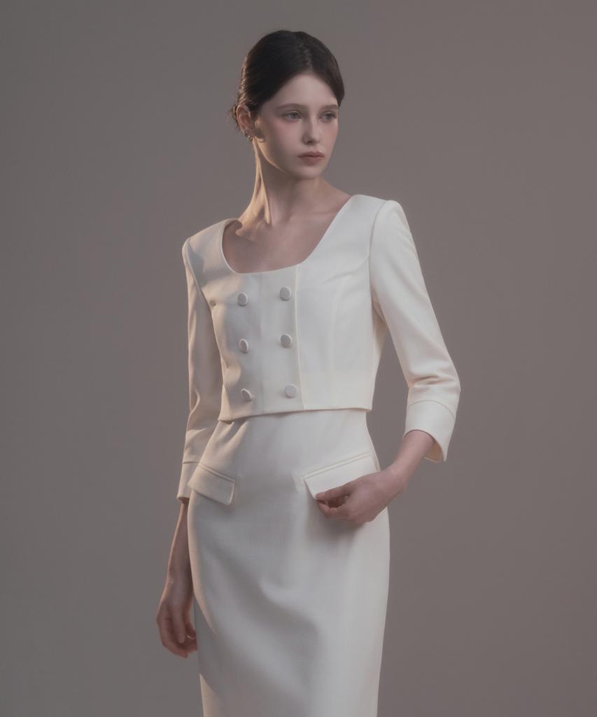 Mausolleum Celina Button Long Dress - Cream