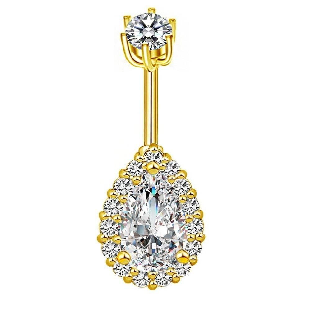 Stainless Steel Zircon Navel Ring Colorful Body Piercing Jewelry Fashion Belly Button Ring  Girl