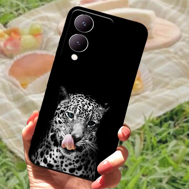 Чехол для Vivo Y17s Модный Мультяшный Черный Силиконовый Мягкий Задний Чехол-Крышка Для Vivo Y17s Чехол для Телефона 6.56" Y 17 s Funda Coque