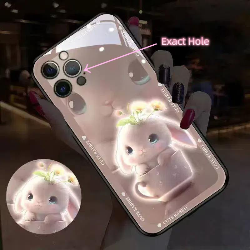 LED Phone Case – Auto Flashing for Calls & Music, Tempered Glass Protection