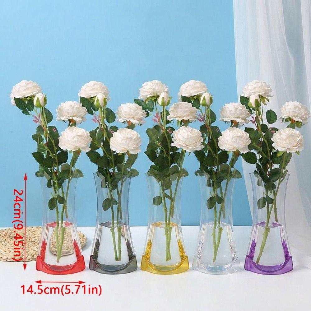 5Pcs Shatterproof Clear PVC Flower Vase Folding Plant Containers Easy To Clean Expandable Vase Room