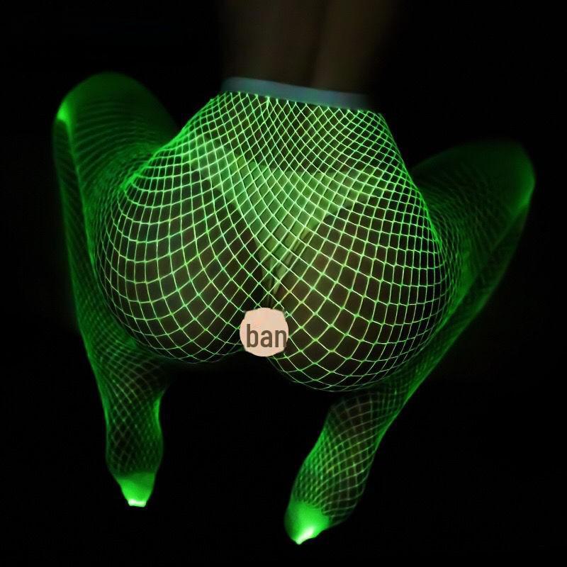 Светящиеся флуоресцентные колготки в сетку: Сексуальная сетка с закрытой промежностью и вырезами.