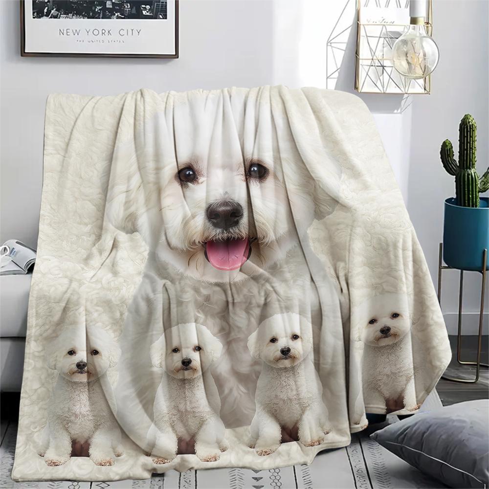 1 шт. Фланелевое одеяло с принтом собаки Чихуахуа и Пуделя, Высокое качество, Удобное для всех сезонов, Декор для дома, Тепло и уют, Идеально для подарков