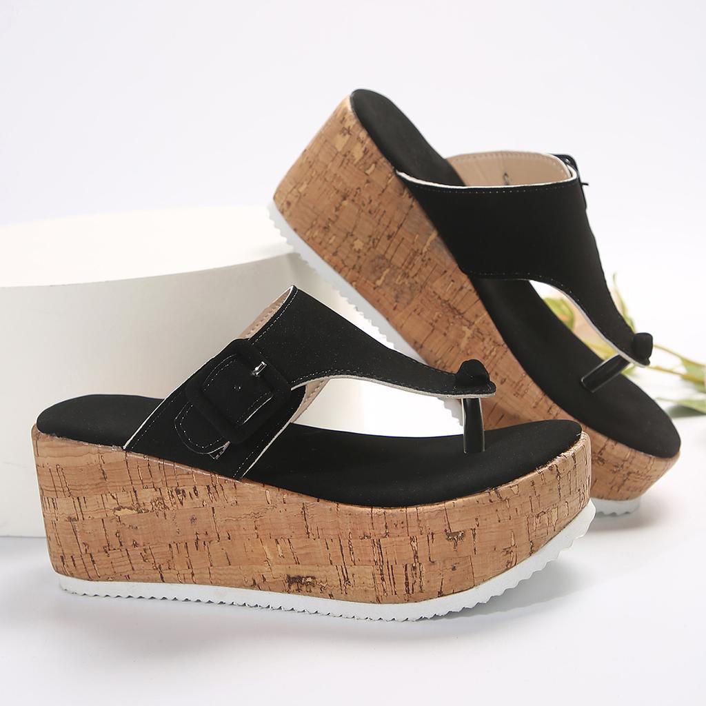 Fashion Women's Slippers Summer Flip Flops Female Wedge Platform Sandals Ladies Non-slip Thick Bottom Casual Black Pink Large Size Shoes