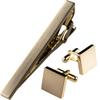 Tabarat Brass Tie Pin and Cufflink Made In Japan Men's Set, (Light Gold)