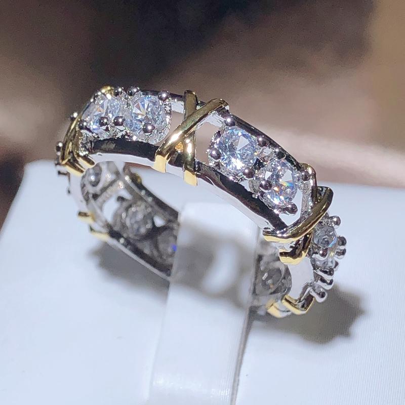 Личность Прозрачный Циркон Обручальное Кольцо С ​​Цирконом Серебристого Цвета Кольца Для Женщин Ювелирные Изделия Подарок