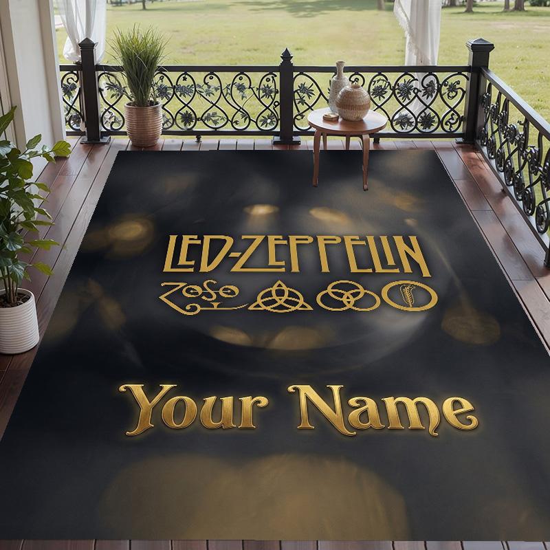 Custom Text Printed Rug Led Zeppelin Non Slip Floor Carpet For Home Room Decor