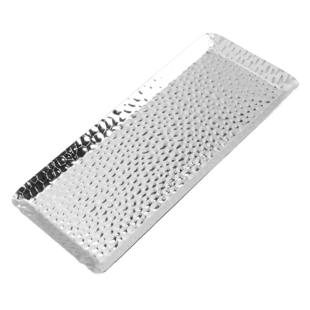 25x11 см Подносы с молотковой чеканкой из нержавеющей стали, многоцелевые, безопасные для посудомоечной машины, поднос-тарелка для десертов для дома и ресторана