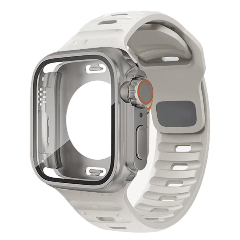 Водонепроницаемый чехол 360 + силиконовый ремешок для Apple Watch 9 8 7 Обновление внешнего вида ремешка Ультра 49 мм Iwatch Серии 8 7 6 SE 5 4 3 2 1