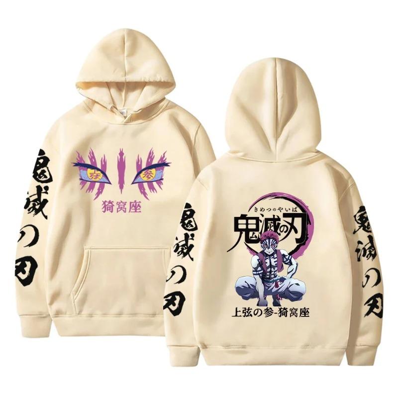 Japanese Anime Autumn New Hoodies for Men Akaza Manga Graphic Streetwear Pullover Hoody Long Sleeve Hooded Sweatshirt