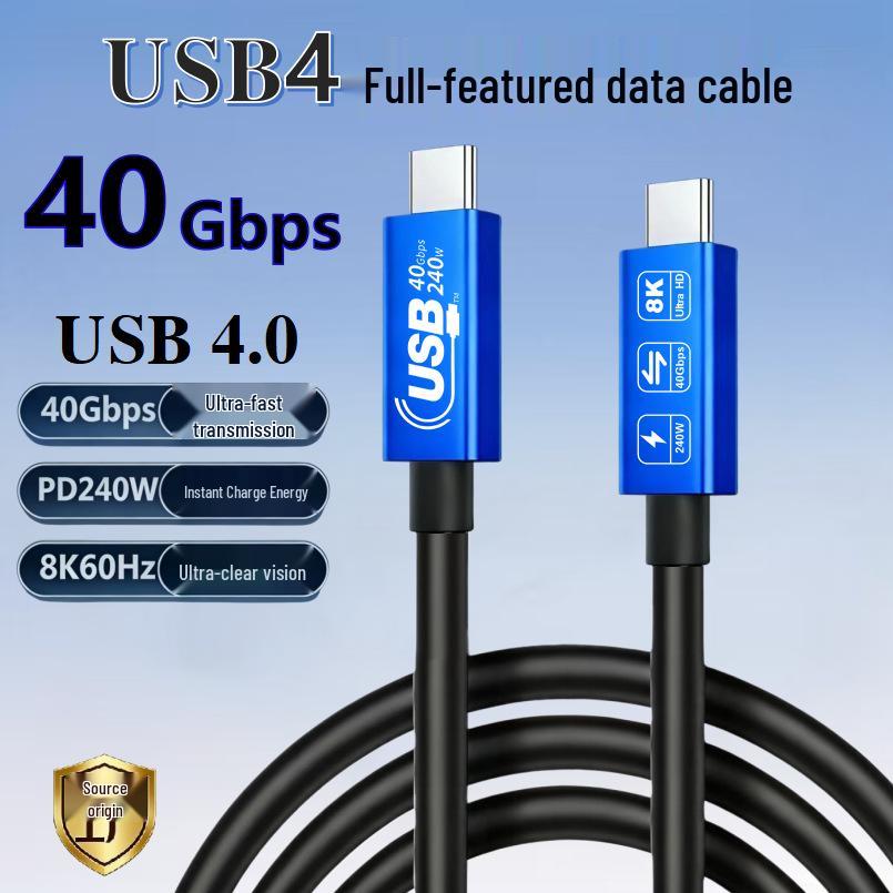 Кабель данных Thunderbolt 4 Type-C Male-to-Male, Высокоскоростной 40 Гбит/с, Зарядка PD 240 Вт, Зеркалирование 8K