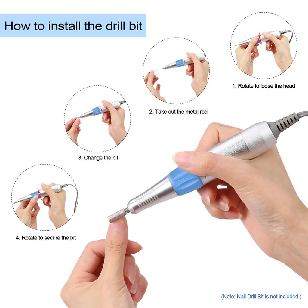 30000RPM Electric Nail Drill Pen Nail Drill Handle Handpiece for Manicure Pedicure Machine