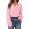 Women's Button Solid Color Pullover Tops Casual Long Sleeve Sweatshirts
