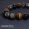 Shinjuku Gin No Kura 10mm Wide Hematite, Obsidian, Tiger's Eye, and Onyx Bracelet, 18cm-19cm (18cm) (Men's Medium)