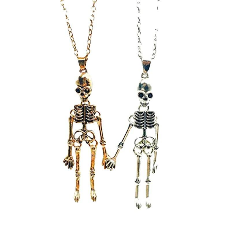 Gothic Skull Pendant Necklace For Couples With Alloy Chain And Magnetic Clasp