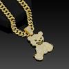 Men Women Hip Hop Bear Shape Pendant Necklace with 13mm Crystal Cuban Chain Iced Out Bling Bling Necklaces HipHop Punk Jewelry