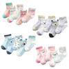 5 Pairs/Lot Soft Knit Newborn Children's Socks Cartoon Toddler Sleeping Socks  For 0-6 Years