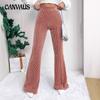 Autumn and Winter Women's Plus Size High Waist Corduroy Flared Pants Solid Color Casual Wide Leg Long Sweatpants