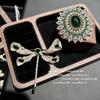 Victoria Emerald Dragonfly Breastpin Antique Sense 18K Gold Plating Honeycomb Big Diamond Zircon Brooch