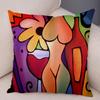 Abstract Cartoon Girl Colorful DoubleSided Throw Pillow Case Artistic Cushion Cover for Sofa Living Room Home Decor