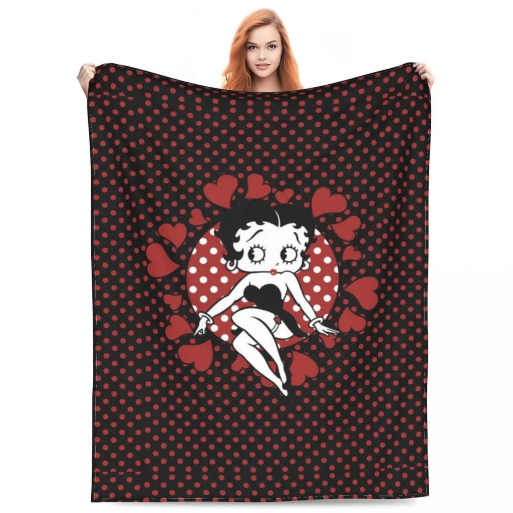 Беттис Лав Миссис. Одеяло Boop, фланелевое украшение, расслабляющее супер мягкое одеяло для кровати, дорожные покрывала