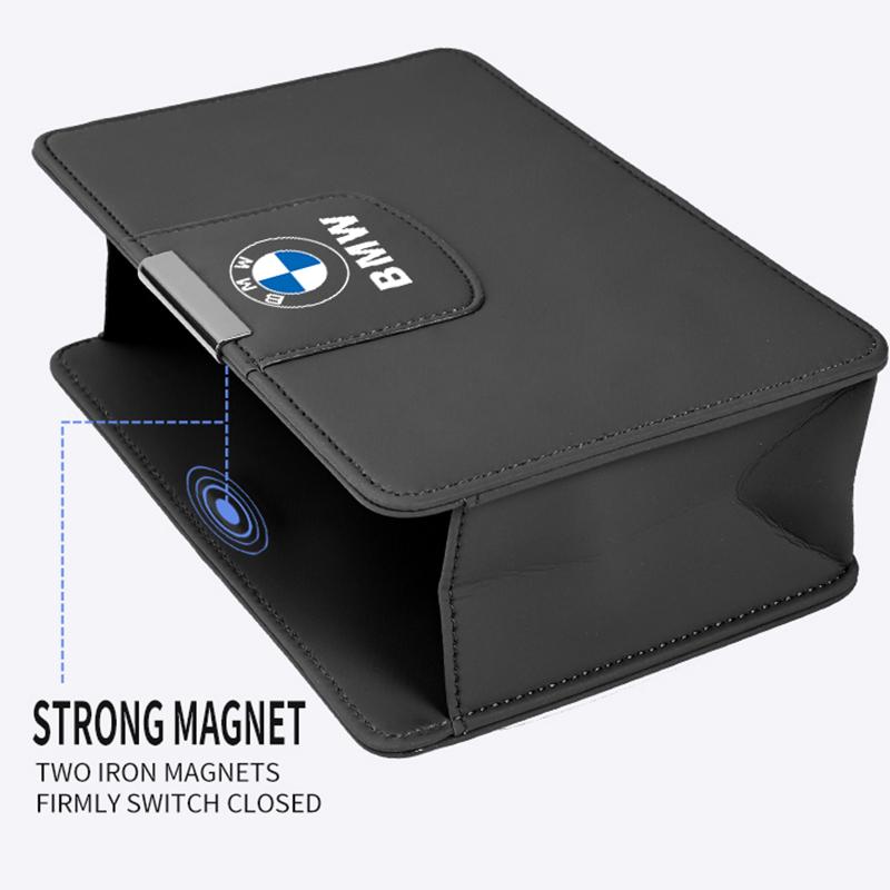 Leather Trash can Car Door Garbage Bag For BMW X1 X3X4 X5 X6 X7 1 3 5 7 Series E70 E87 F40 F48 G20 Seat Back Storage Box Sticker GX6