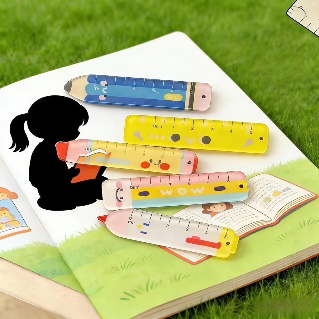 Set of 5 Mini Rulers Shaped Like Cat Paws with Lanyard as Gift Convenient for Carrying Can Double Keychain Stationery
