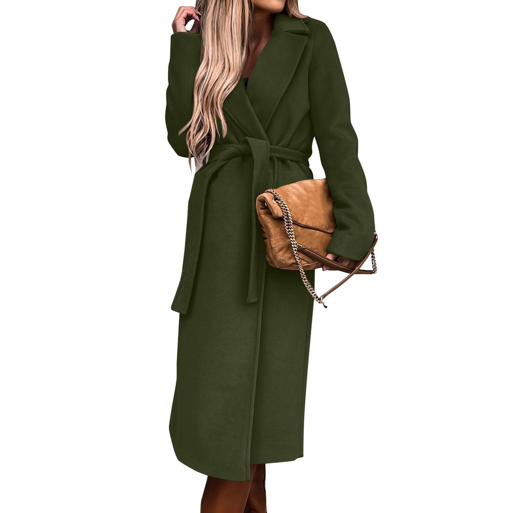 Women's Fashion Casual Hundred Lapel Coat Solid Color Long Sleeve Jacket