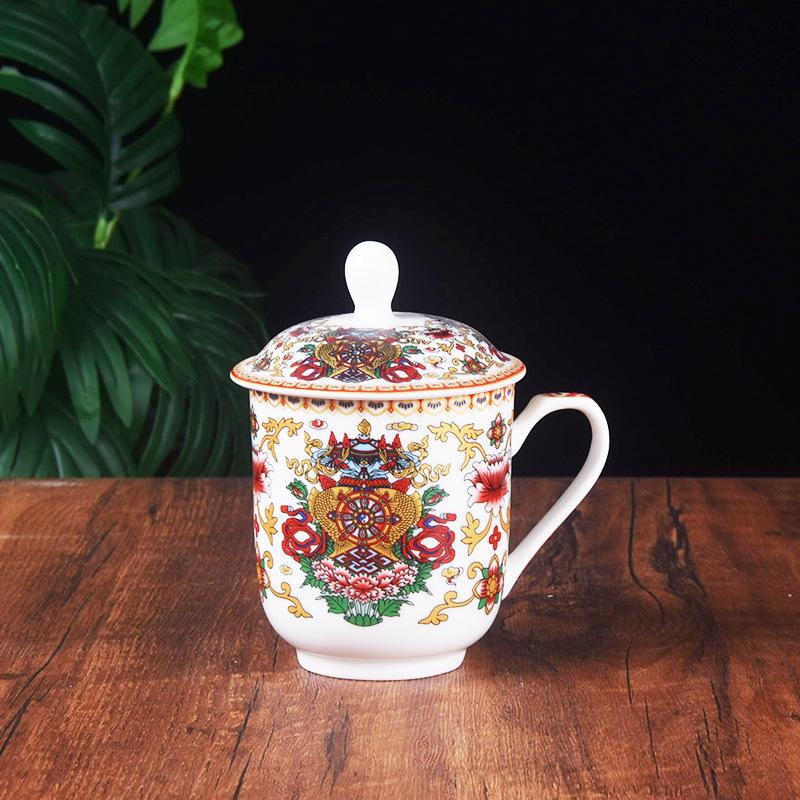 Тибетская ретро чашка керамическая чашка с крышкой костяной фарфор чашка офисная чашка для совещаний чашка для воды чашка для чая кружка коммерческая чашка