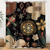 Abstract Bathroom Decor Shower Curtain With Retro Bohemian Flower Plants Mid-Century Modern Aesthetic