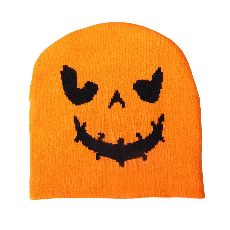 Зимняя шапка унисекс, забавная вязаная шапка-тыква, шапка-бини на Хэллоуин, шапки-бини Skullies, персонализированный чепчик, теплые толстые шапки-пуловеры